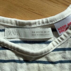 Zara Infant White and Navy Striped Top